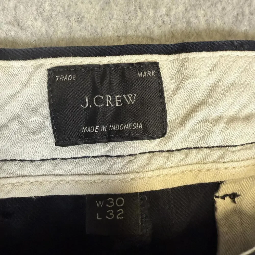 J.Crew Men's Size 30x32 Navy Blue Ankle Length Pants Trousers Cotton